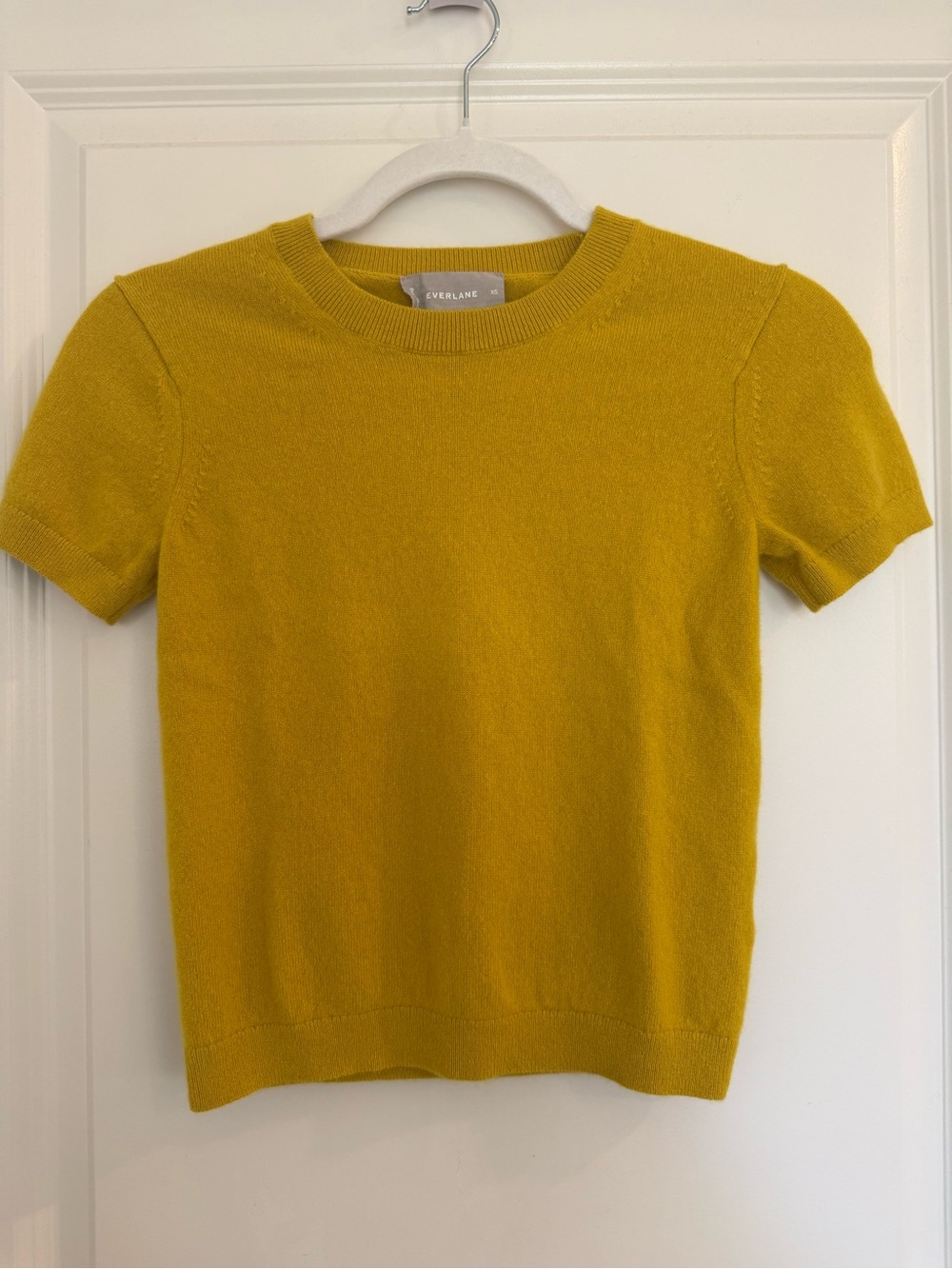 Everlane Cashmere Short Sleeve Crew Neck Sweater-Yellow
